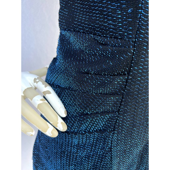 80’s Metallic Blue Threaded Sheath Dress - Picture 5 of 11